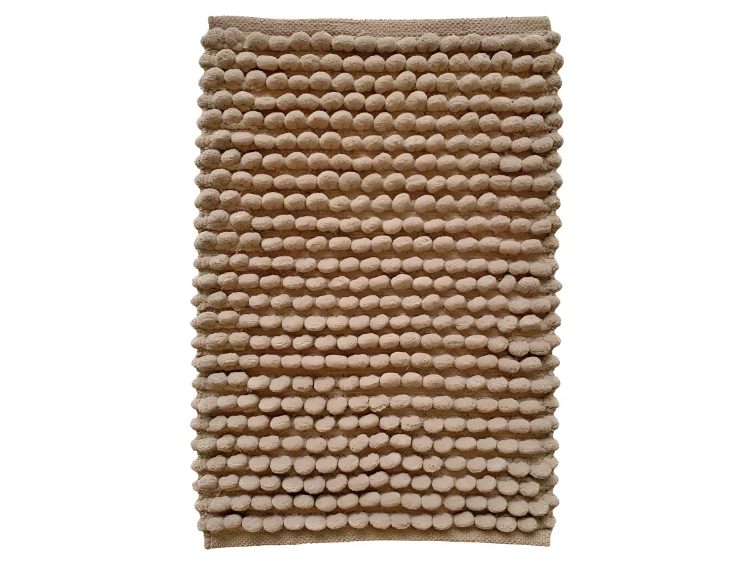 Tapis de salle de bain 40 x 60 cm mini pompon beige sable - MARIE