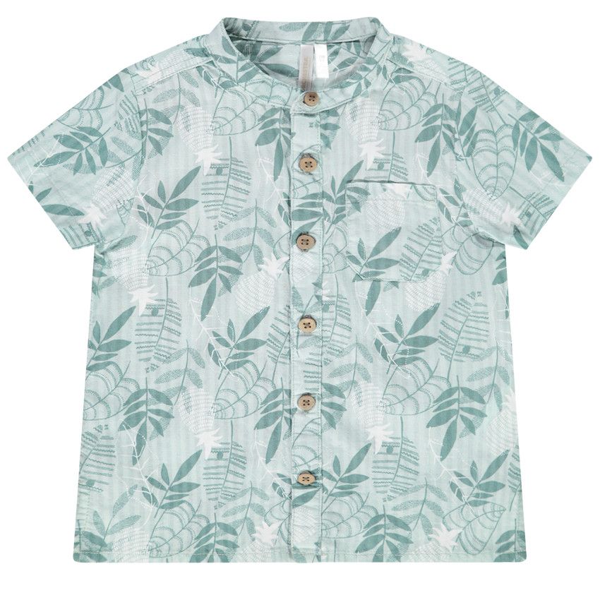 Chemise manches courtes imprimé feuillage pour bébé garçon - Bleu