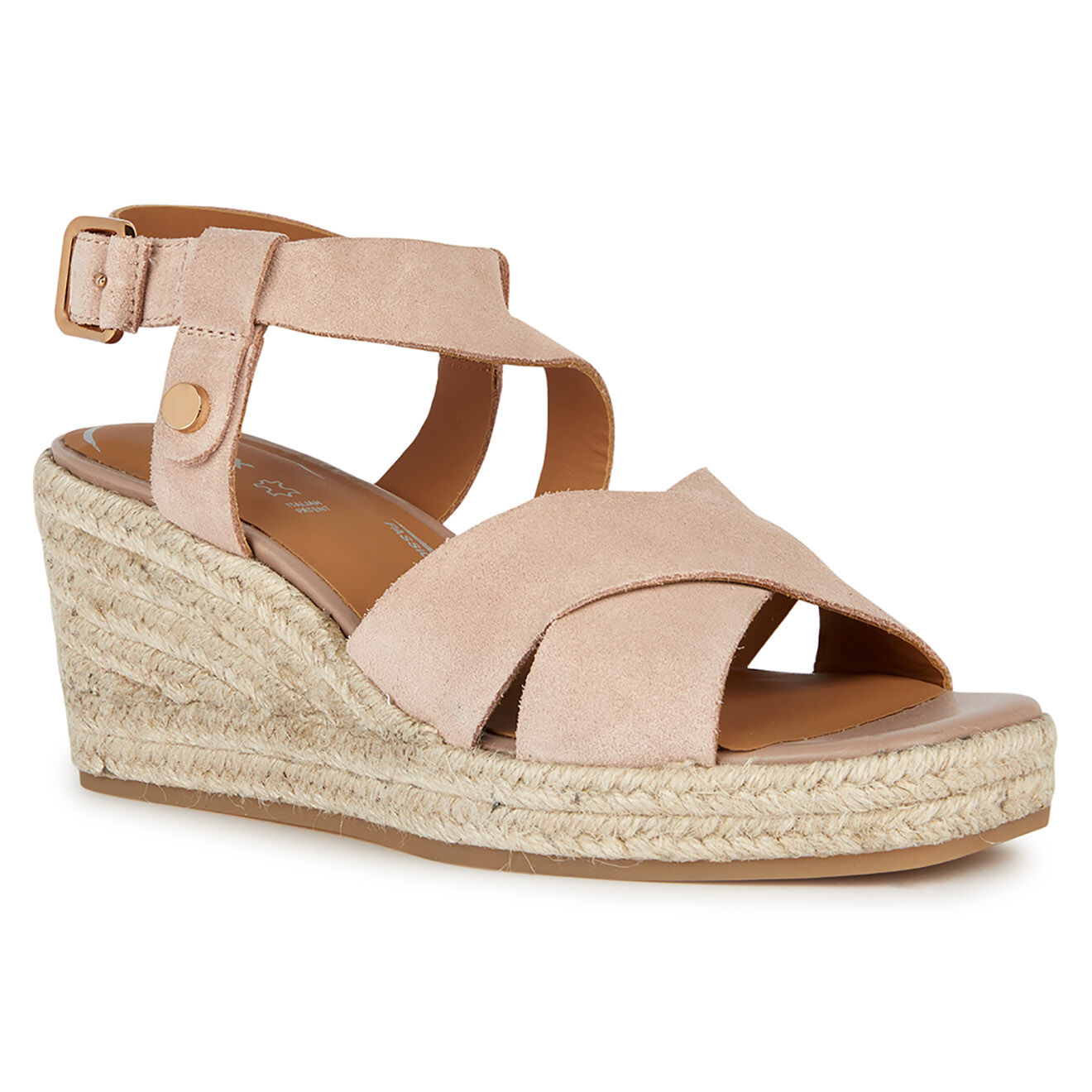 Geox Sandales en Velours de Cuir compensées Panarea roses - Talon 7.5 cm
