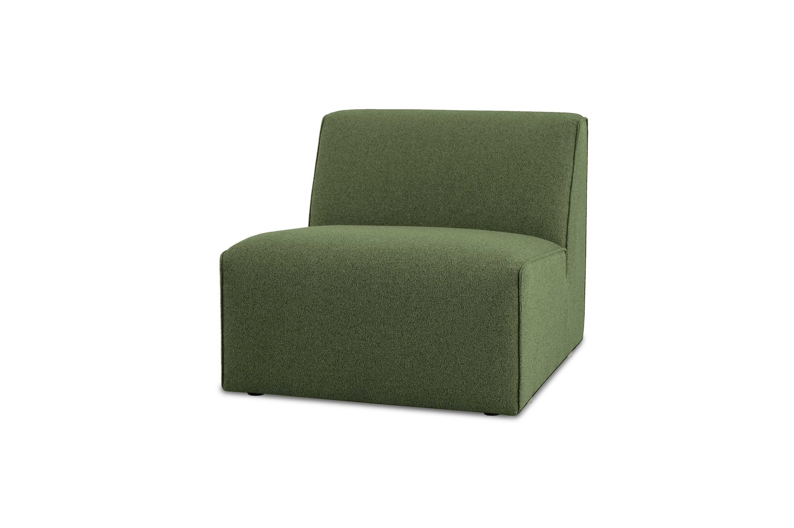 Styl 1-seter Med tekstiltrekte sider. Tekstil Neve 17/2 Dark Green med sorte ben.