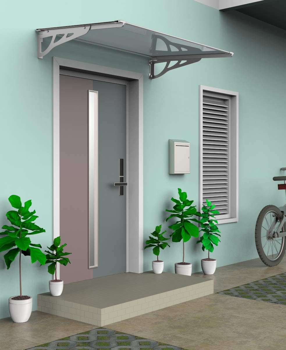 SCHARTEC Aluminium-Vordach als Haustürvordach in 100, 120 oder 150 cm | schützt auch bei extremen Wetterlagen Vordach für Haustür Überdachung | Aluminium Polycarbonat | Größe wählen