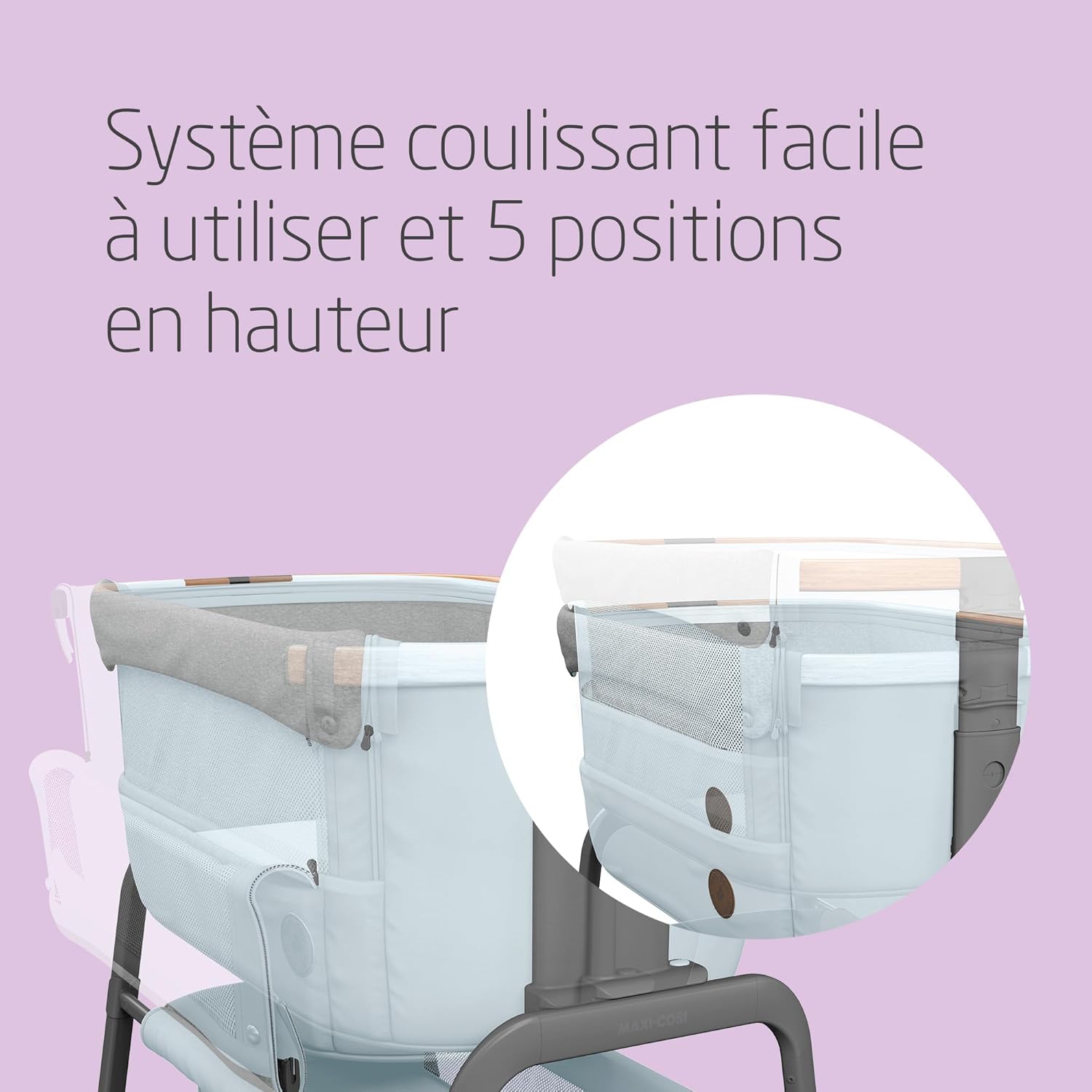 Maxi-Cosi Iora Berceau Cododo, Lit Cododo Bebe Pliable, 0-6 Mois, 9 kg Max, 4 Inclinaisons et 5 Hauteurs, Système Coulissant, Matelas Confort, Grand Panier, Facile à Transporter, Essential Graphite