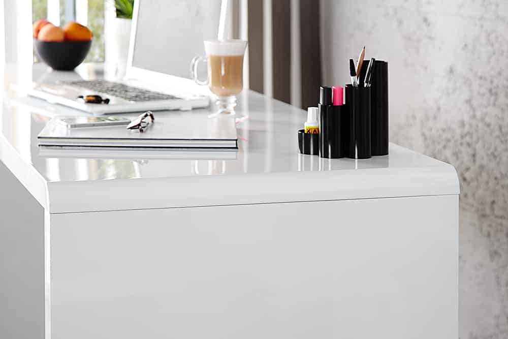 Design Schreibtisch FAST TRADE 140cm weiß Hochglanz Bürotisch