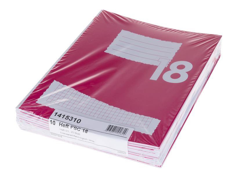 office focus Schulheft FSC E5, Kariert, Rosa, 10 Stück Schulheft im Format E5