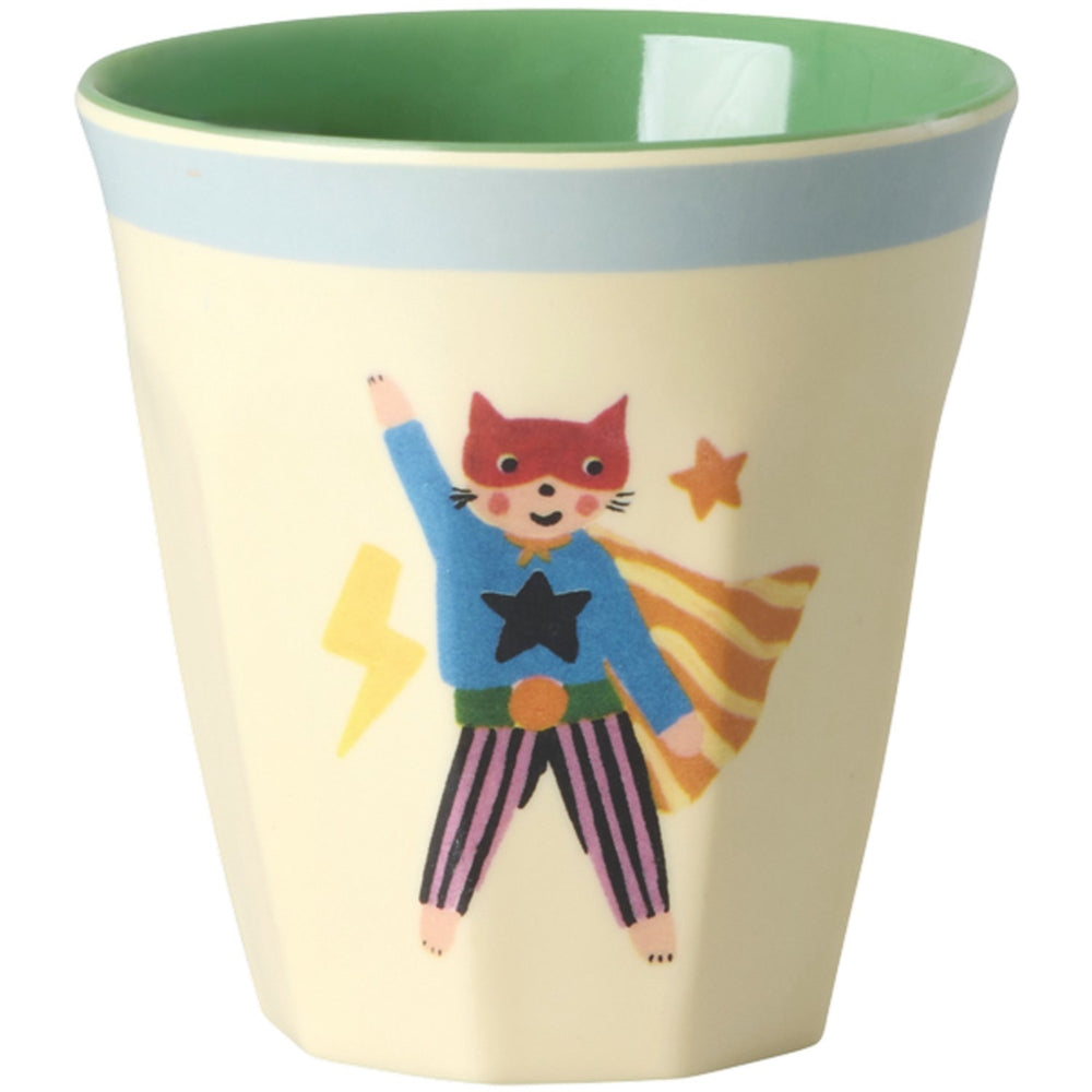 Køb Rice Melamin Kids Kop Med Hero Print - Green - Small - 6 Pak - 160 Ml