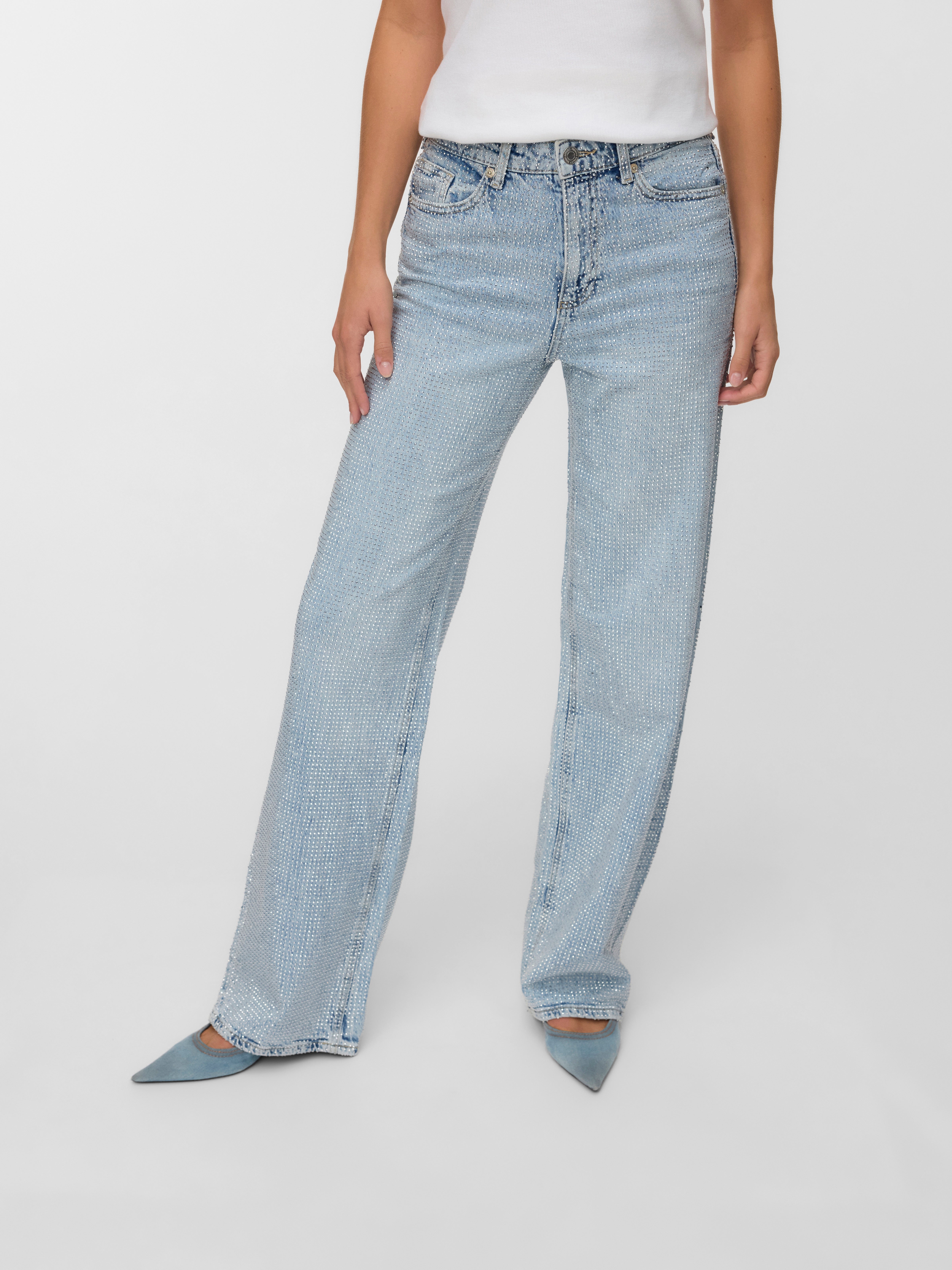 VMTESSA Rhinestone High rise Wide leg fit Jeans