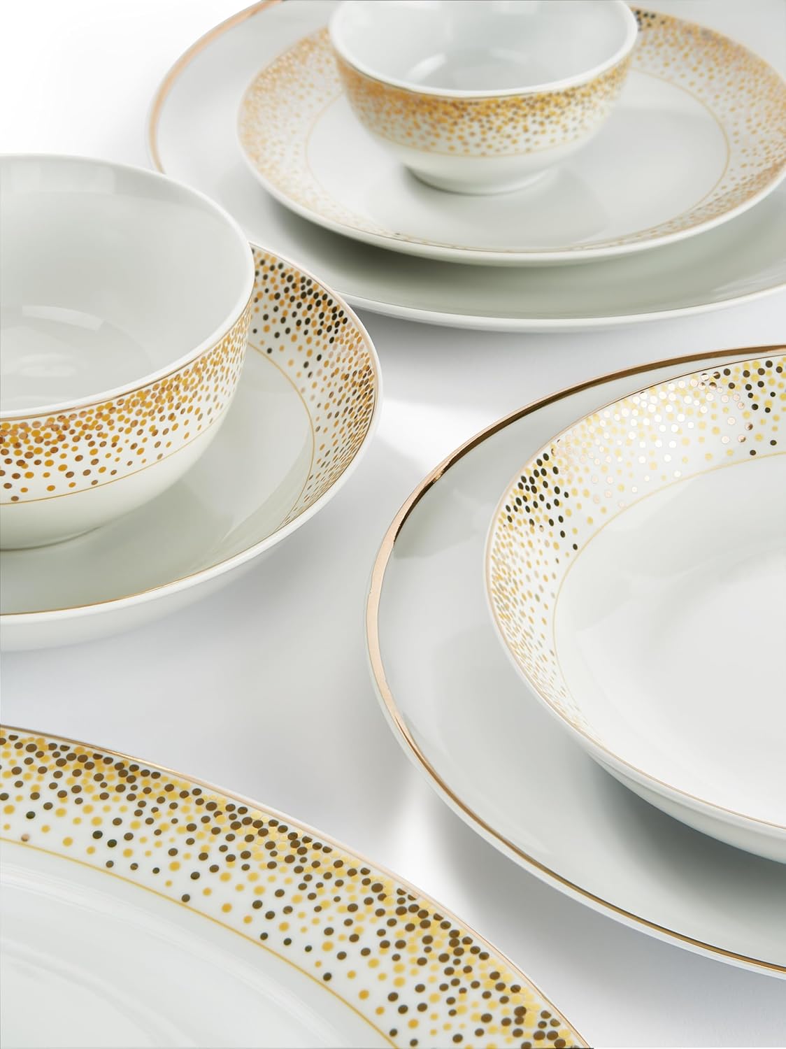Kombiservice Geschirr DUSTY GOLD 30teilig für 6 Personen/Christmas Gold - festliche Golddekoration/Porzellan runde Form/Waterside England by Retsch Arzberg
