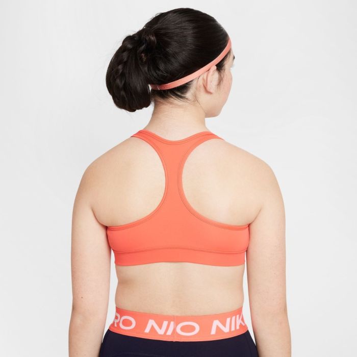 Nike Junior BH Dri-FIT Swoosh Sports Bra Orange
