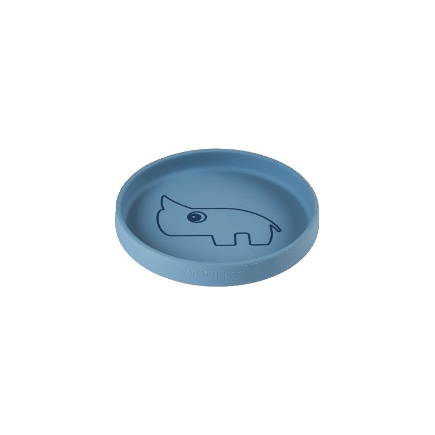 Assiette en silicone Nozo - Bleu - Ecru