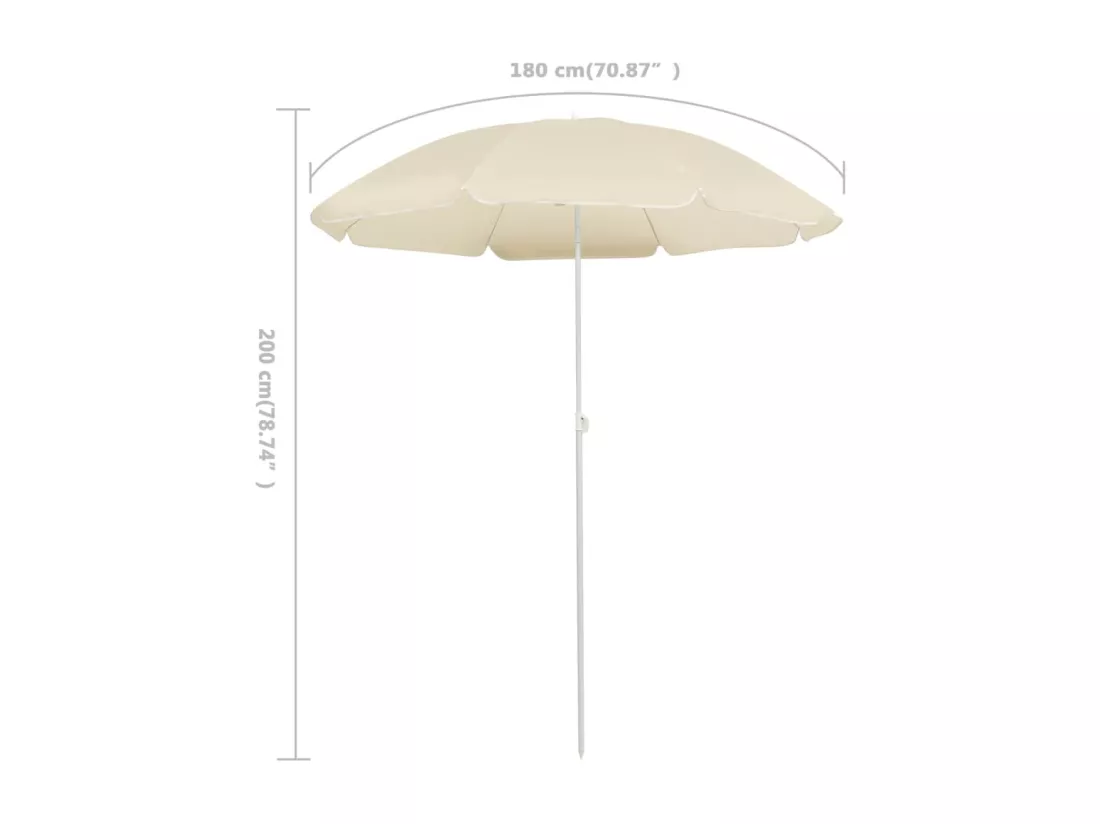 Parasol d'extérieur avec mât en acier Sable 180 cm