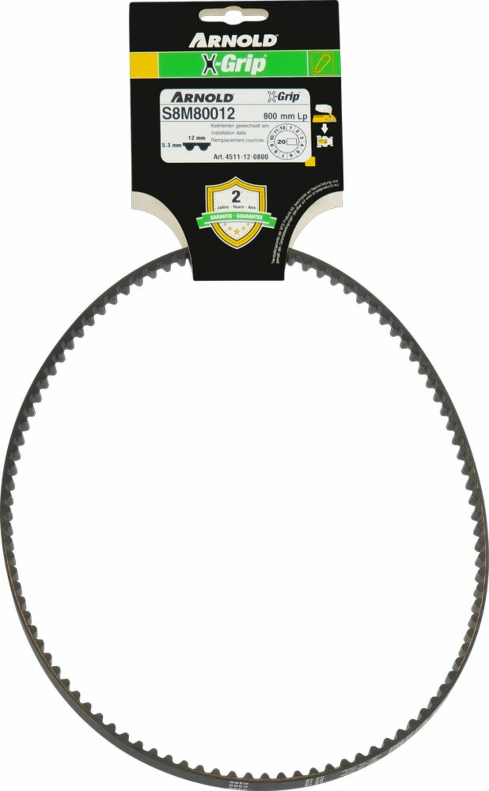Courroie dentée trapézoïdale x-grip de type 120s8m800