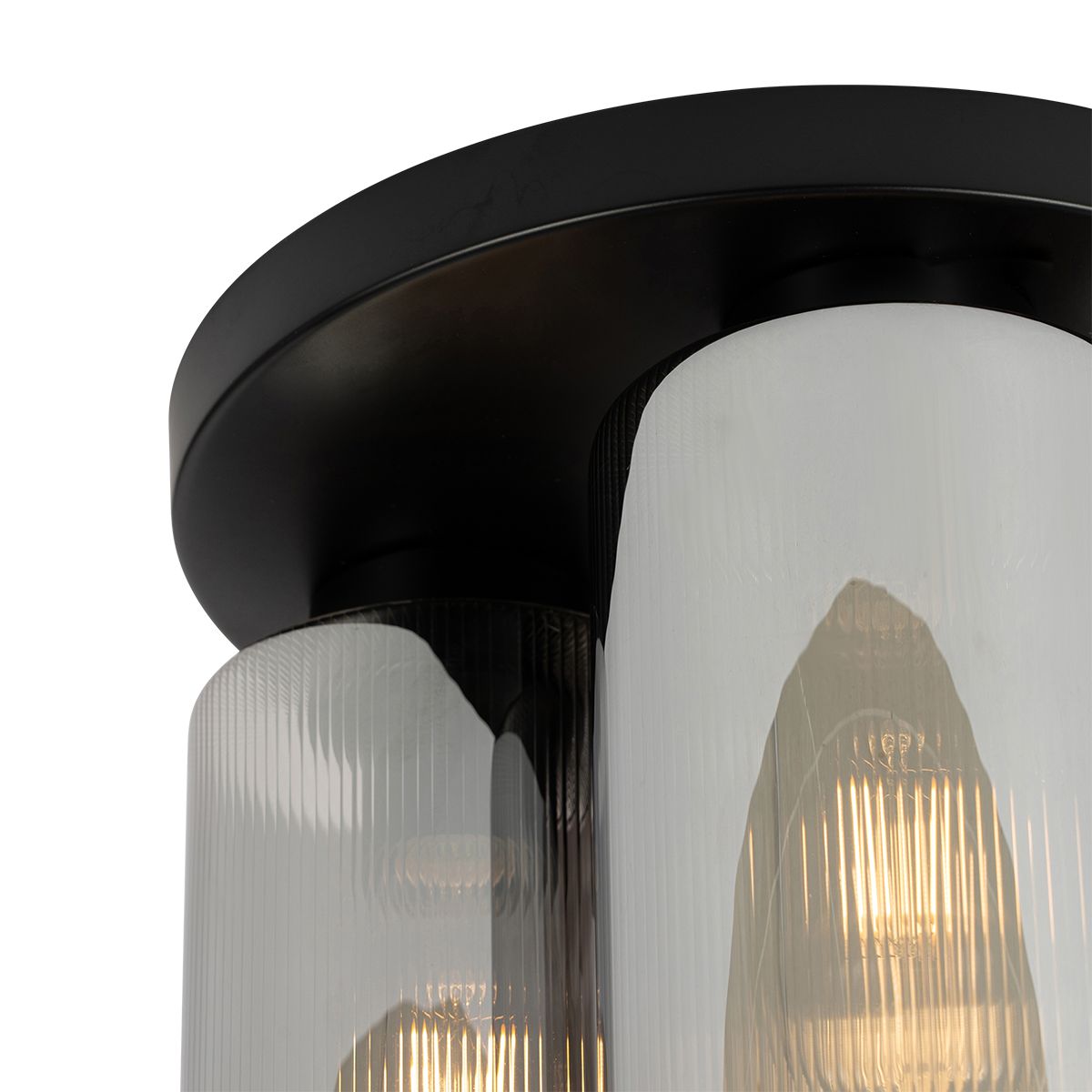 Art Deco plafondlamp zwart met smoke glas 3-lichts - Laura