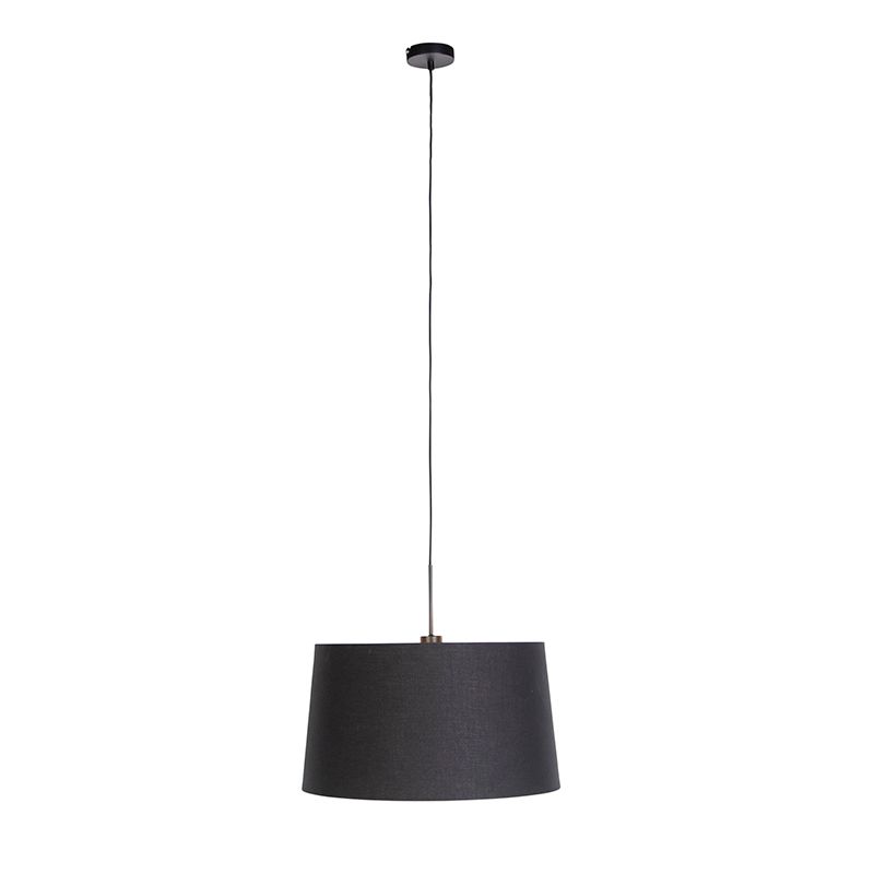 Hanglamp met katoenen kap zwart met goud 50 cm - Combi