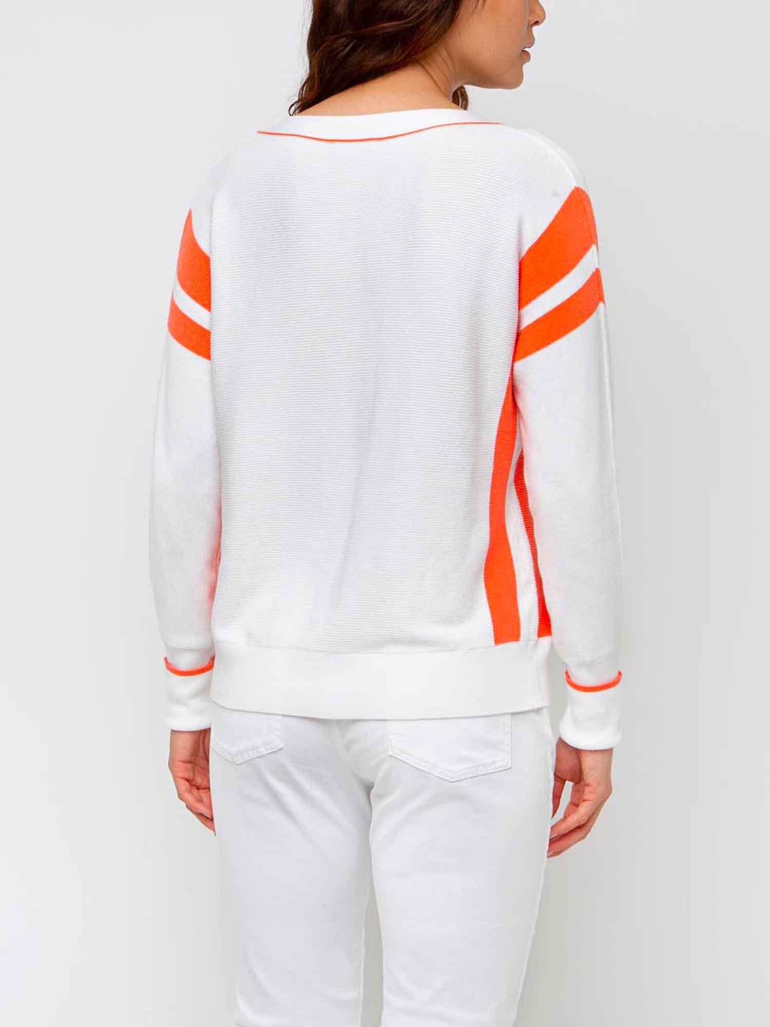 Pull Femme Oversize Col V Blanc