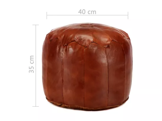 Pouf 40 x 35 cm Brun roux Cuir véritable de chèvre