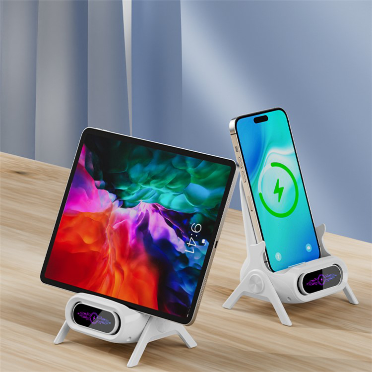 (15W) Magnetischer Wireless Charger Induktionsladegerät Ladestation mit Lightning / USB C / MIcro USB Adapter - Weiss