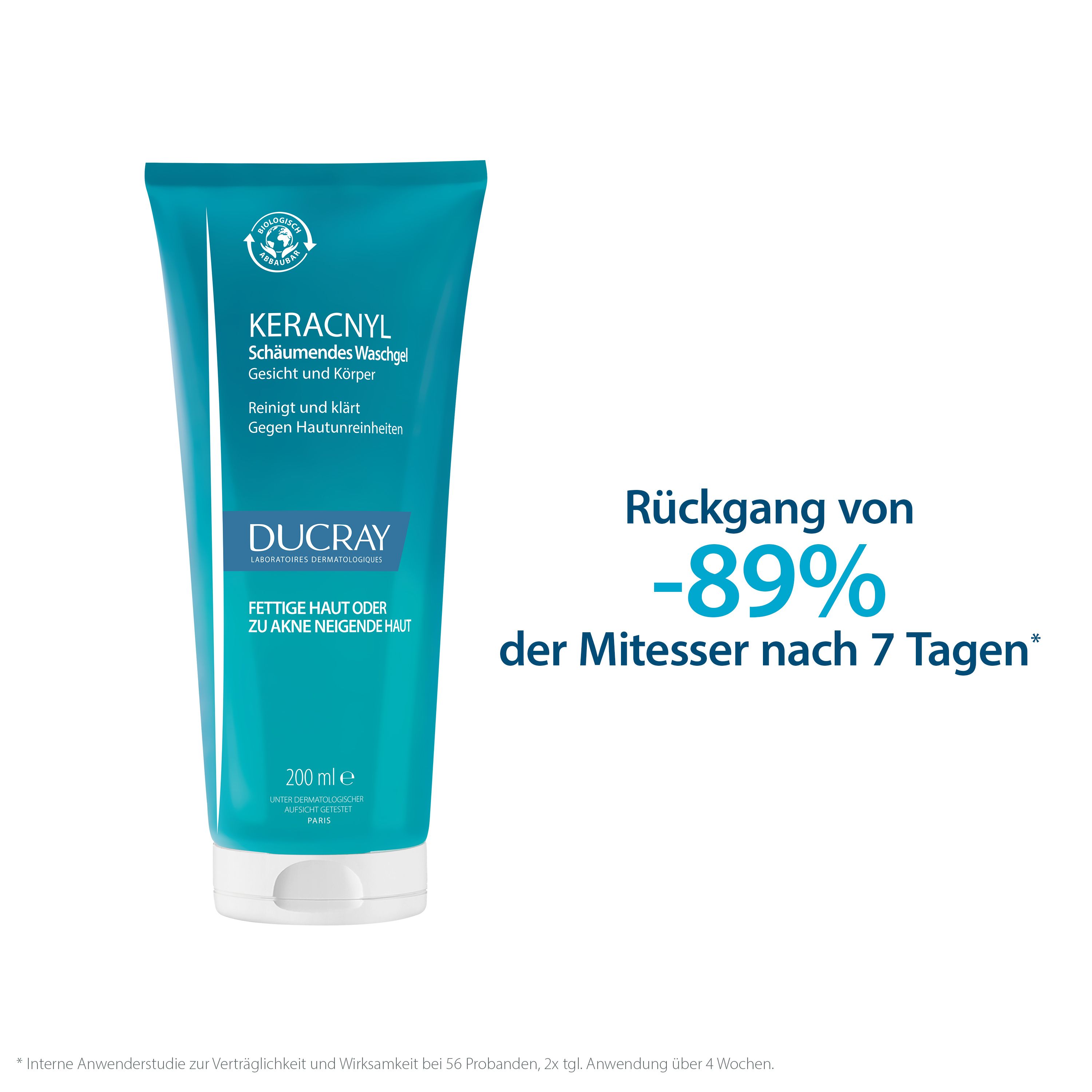 DUCRAY KERACNYL Waschgel - Reinigung bei unreiner Haut, Pickel und Akne