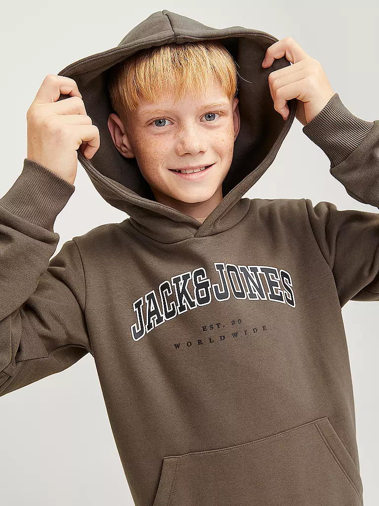JACK & JONES Jungen Kapuzensweater - Hoodie JJECALEB  braun