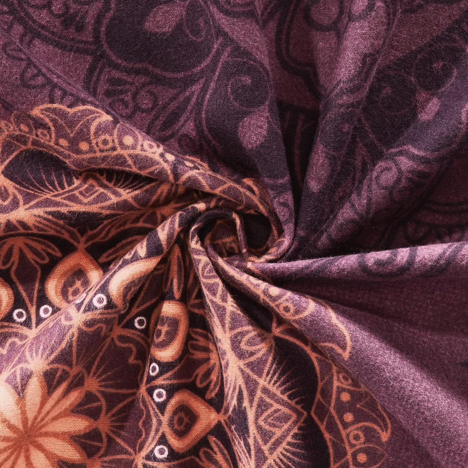 Erwin Müller Bettwäsche Sparpaket 4-TLG. Mako-Satin Mandala aubergine Größe 40x80 cm / 135x200 cm - feinfädig, temperaturausgleichend, atmungsaktiv, 100% Baumwolle, mit Reißverschluss