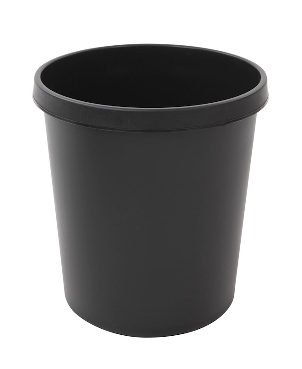 PROREGAL Klassieke ronde plastic afvalbak 18 liter HxBxD 32 x 31 x 31 cm Zwart