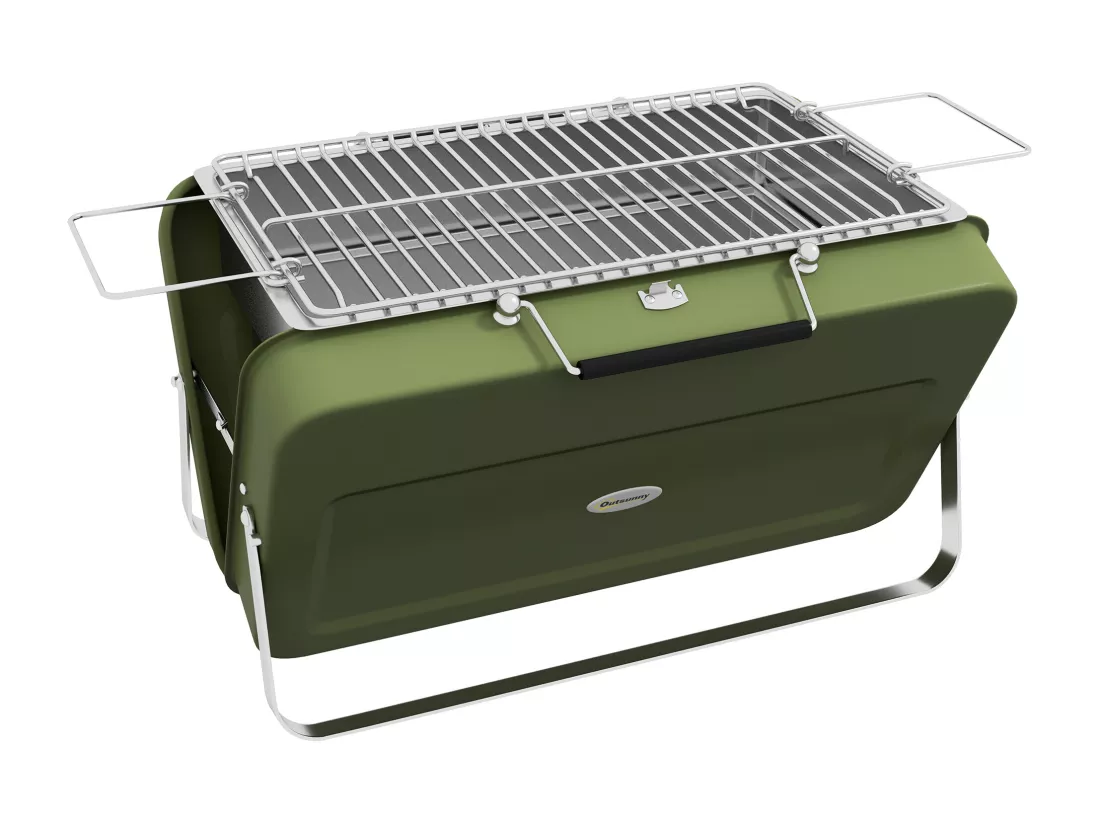 Mini barbecue à charbon portable pliable dim. 47L x 30l x 28H cm vert