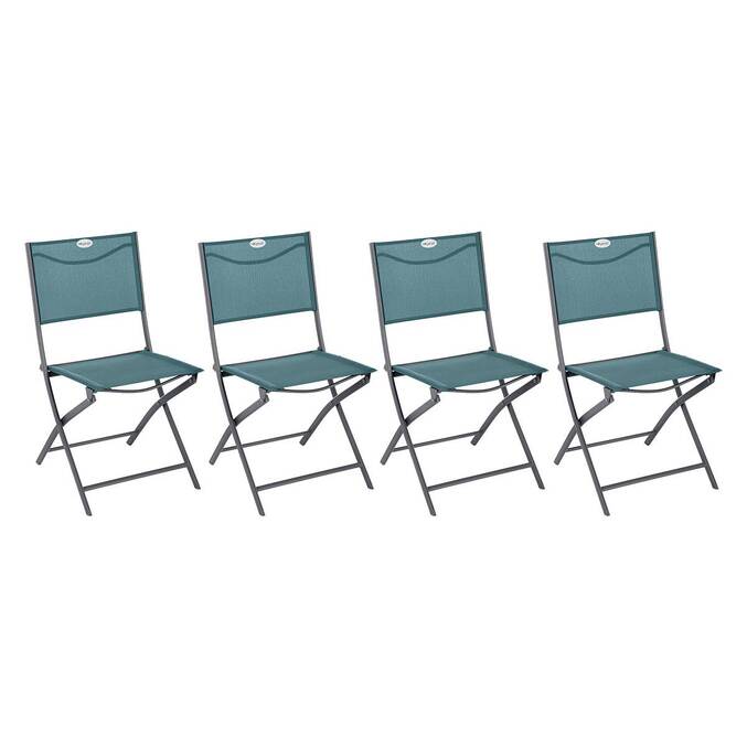 Lot de 4 chaises de jardin pliantes MODULA Bleu canard & Graphite