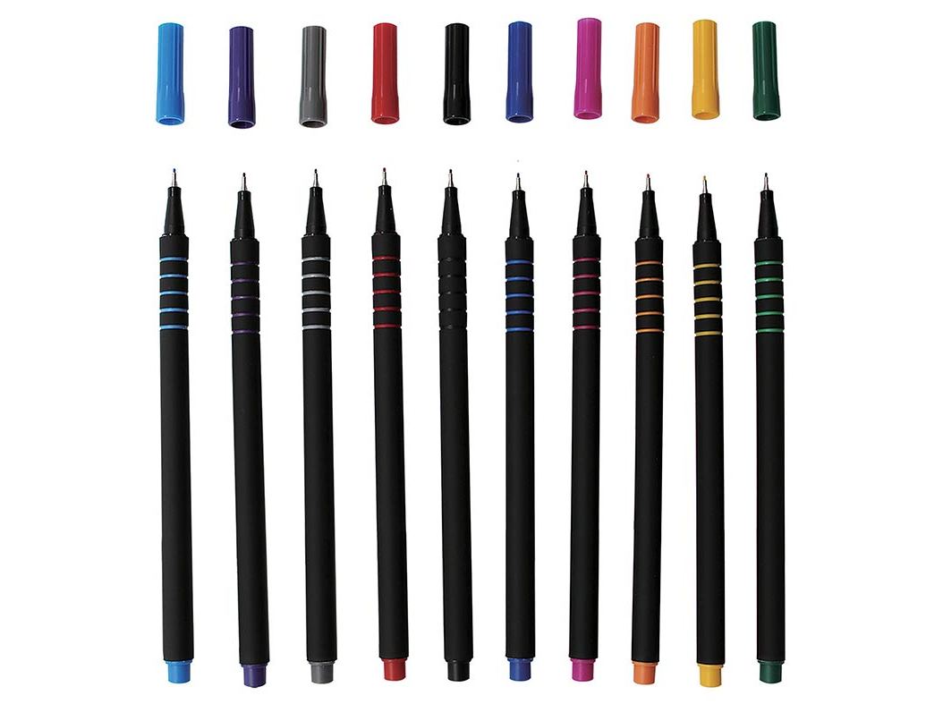 CONJUNTO DE 10 CANETAS DE FELTRO AUCHAN PONTA FINA 0.4MM