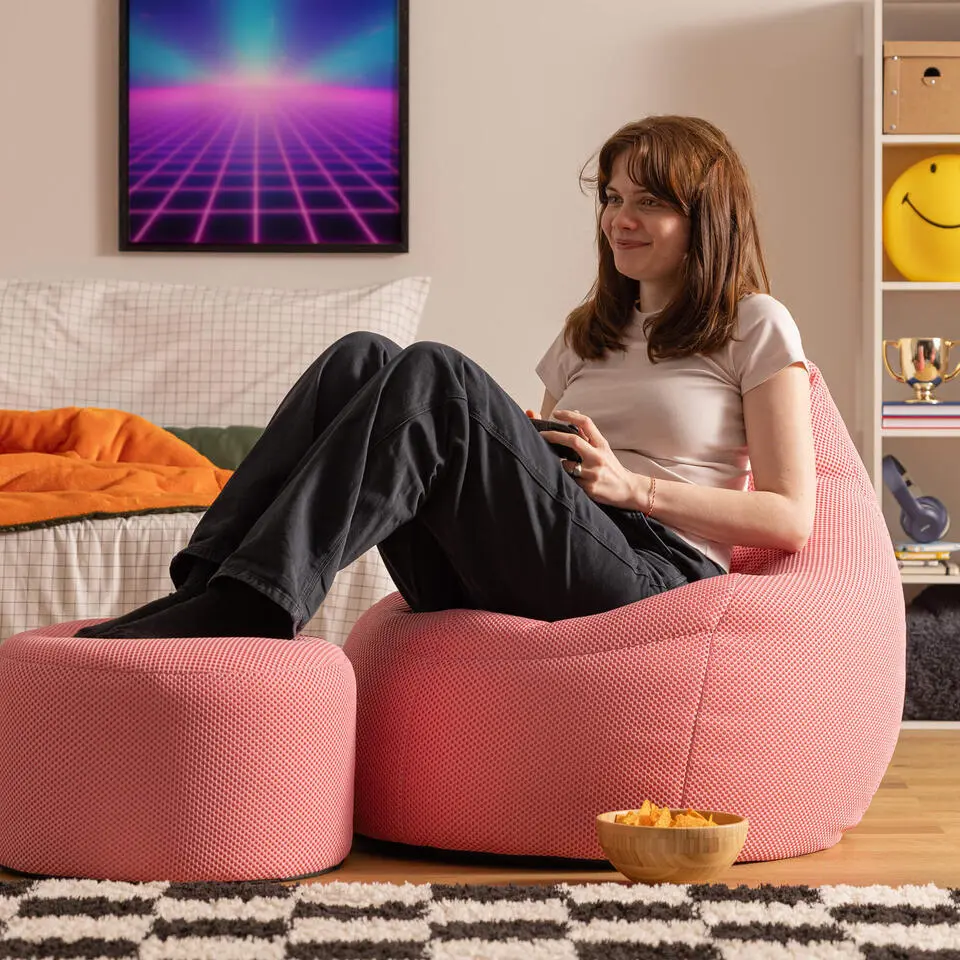 icon - Dalton Zitzak Fauteuil met Poef - Gaming - Roze