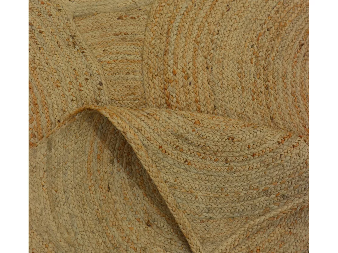 Tapis rectangle 100% jute tressé - Motifs circulaires - 160 x 230 cm - Naturel - YVAYA