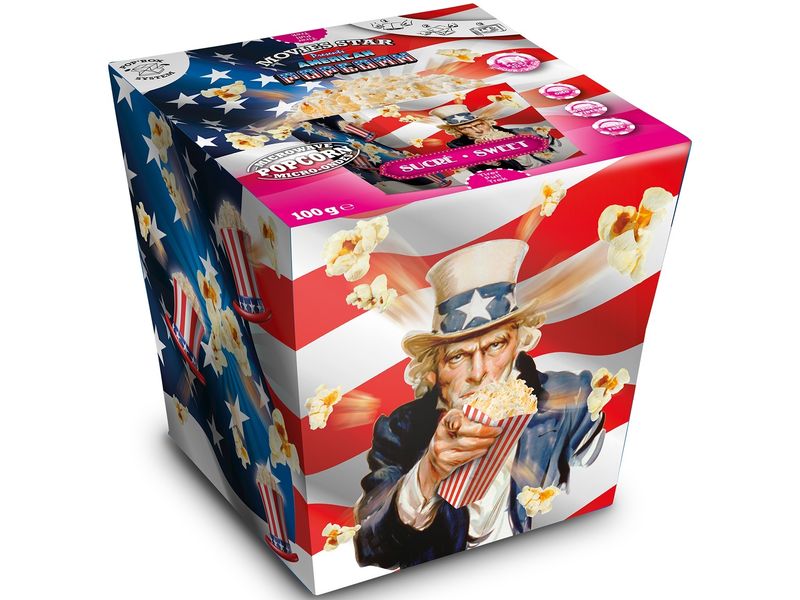 Movies Star Pop Box Mikrowellen Popcorn Zucker 2 x 100 g Gezuckerte Maiskörner für Popcorn