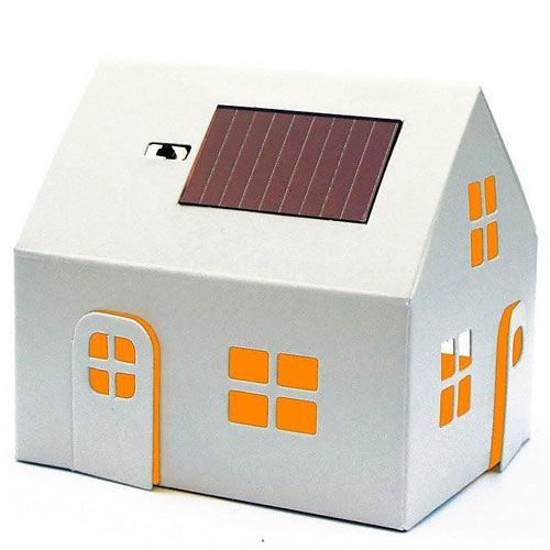 Litogami bouwpakketje huisje met zonnepaneel - wit
