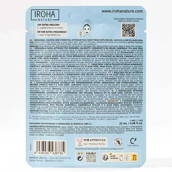 Máscara Reparadora Pós-Sol Iroha Nature - Melão