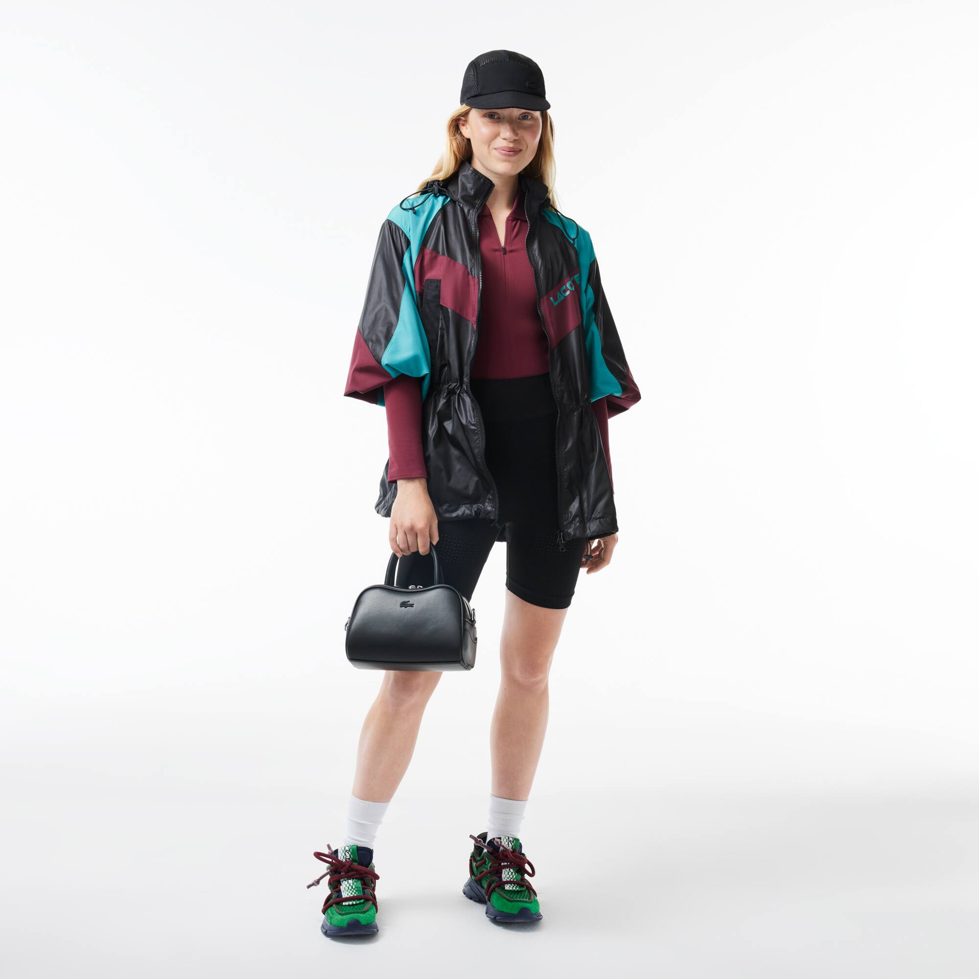 Veste color block oversize à capuche avec taille ajustable Manteaux & Vestes - Noir - Lacoste - Femme