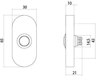 Intersteel - Ovale Beldrukker - PVD Messing - Inclusief Bevestigingsmaterialen