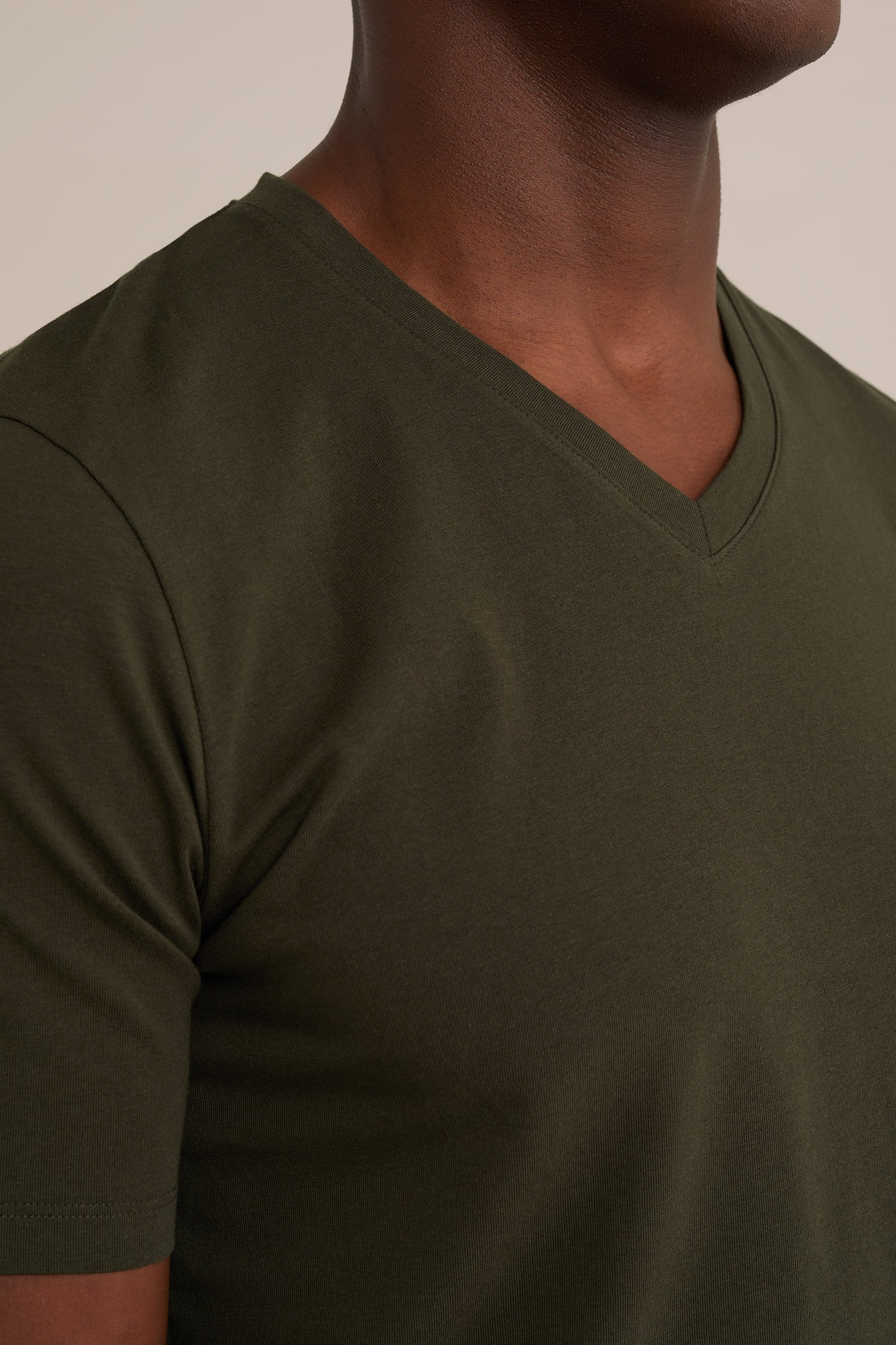T-shirt met V-hals WE Fashion Donkergroen