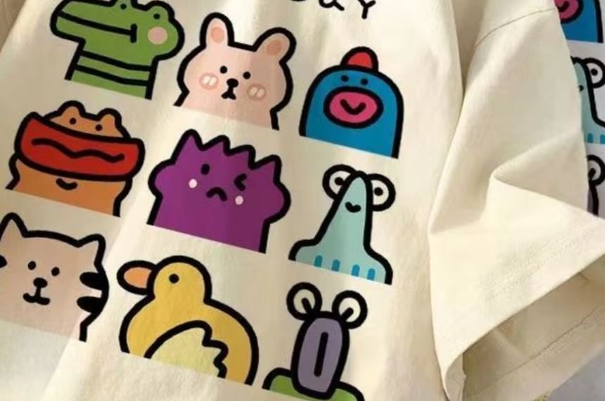 Kupyd - T-shirt met korte mouwen, ronde hals en cartoonprint