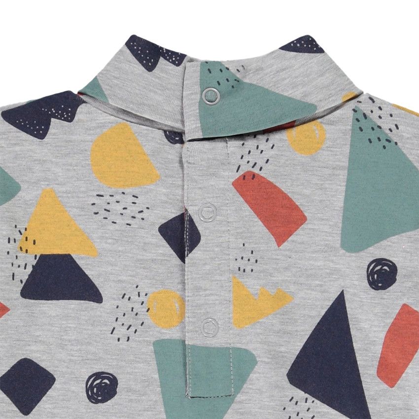 Sous-pull col roulé imprimé fantaisie pour bébé garçon - Gris chiné