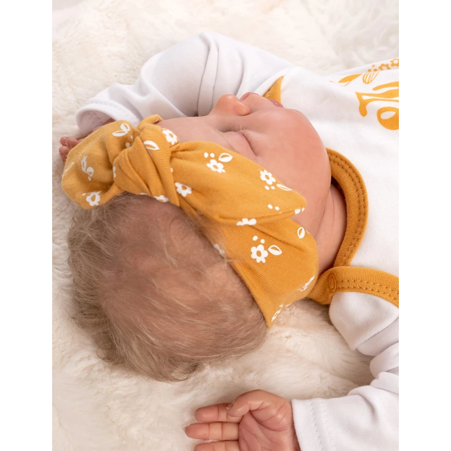 Baby Sweets 3tlg Set Body + Hose + Mütze Lieblingsstücke weiß senfgelb