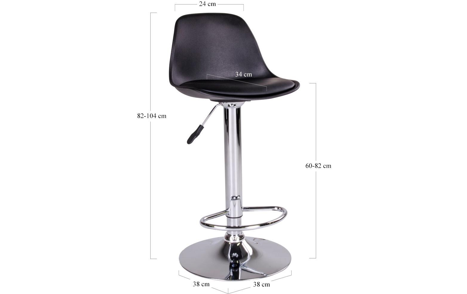Barhocker Trondheim 2 Stück, 41 x 104 cm, Chrom/Schwarz<br>Barstühle mit Fussstütze
