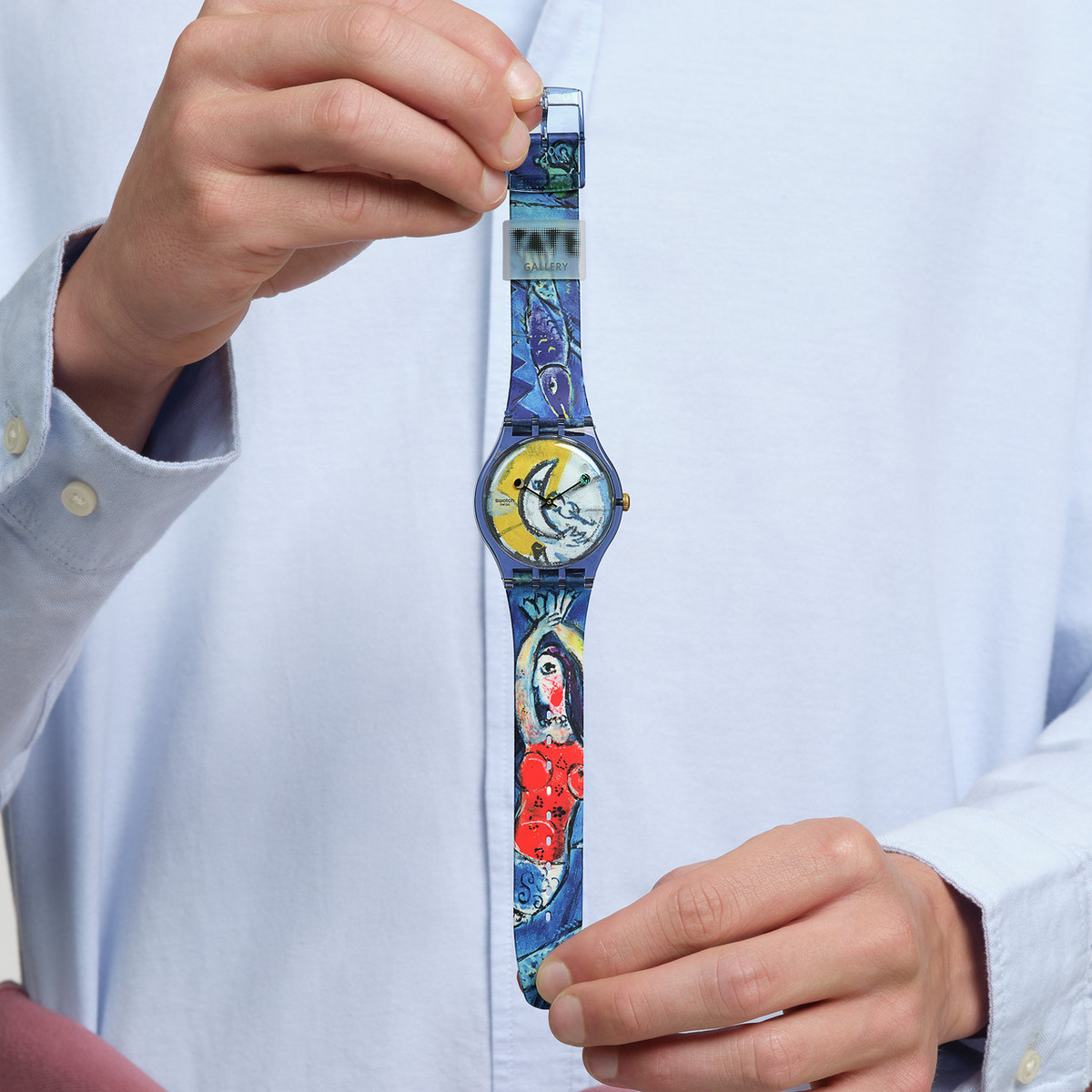 Montre SWATCH New gent bioceramic Chagall's blue circus homme bracelet silicone bleu