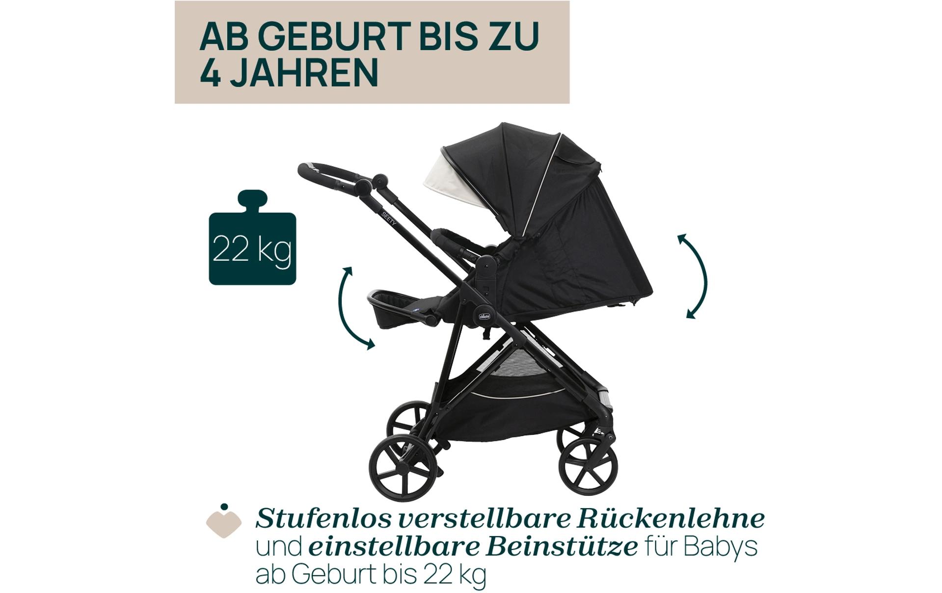 Kinderwagenset Trio Seety Etna black<br>Leichtes und flexibles 3-in-1 Kinderwagenset für Stadtleben und Mobilität