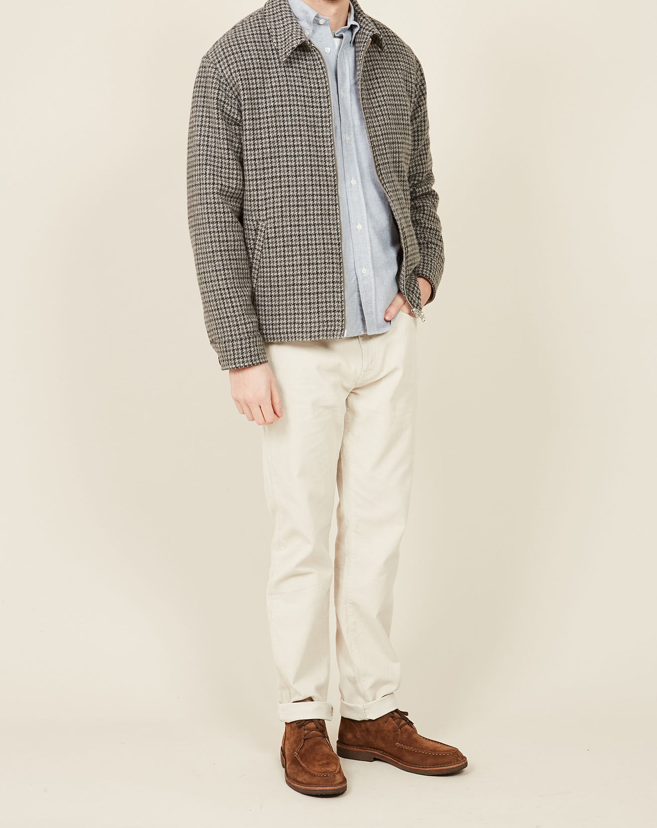 Hartford Blouson en Laine mélangée Desmond pied-de-poule flanelle/charcoal/noix