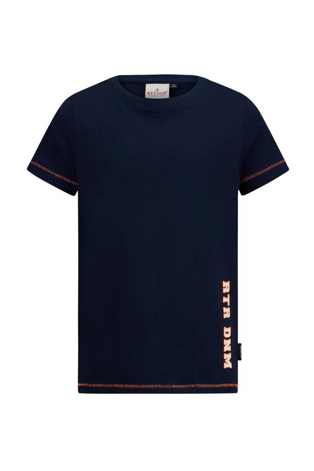 Retour Jeans T-shirt Italo met backprint donkerblauw