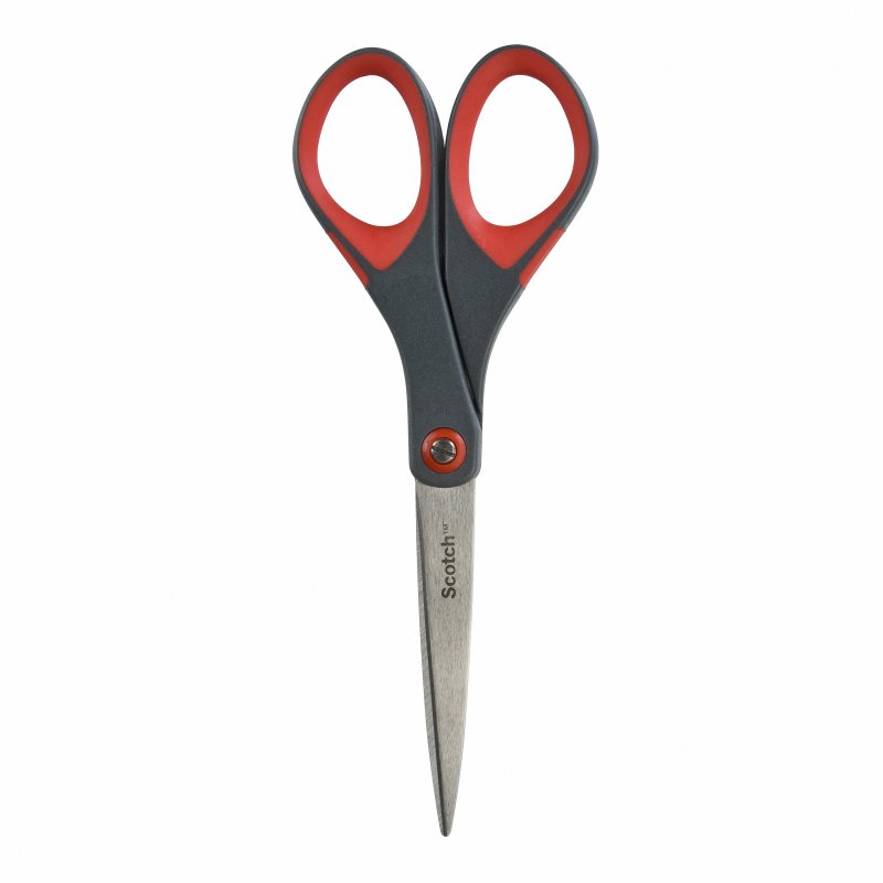 Ciseaux scotch précision 180mm lames acier inoxydable anneaux matière antidérapante bicolore rouge/gris garantie à vie