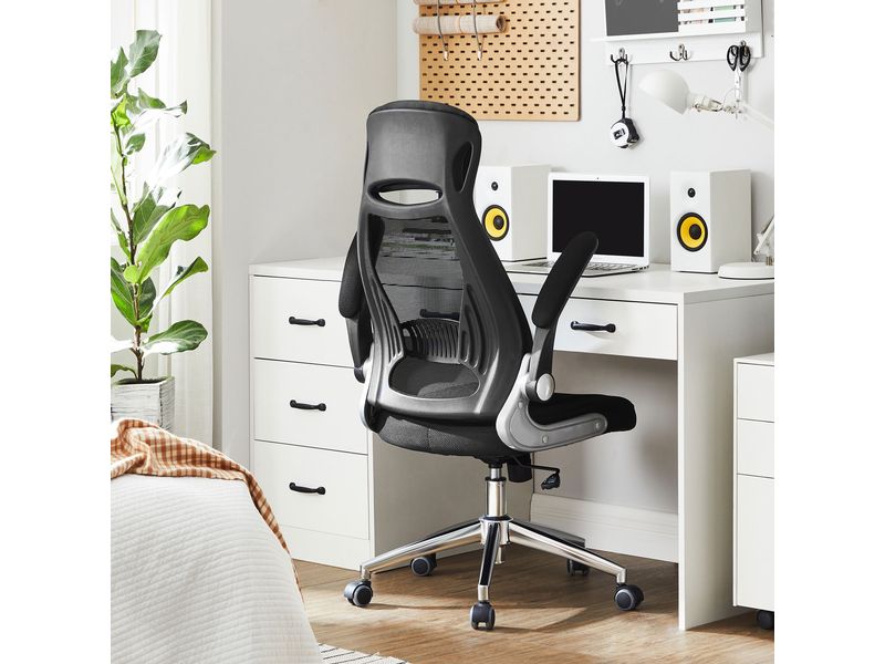 Songmics Bürostuhl mit Netzbezug, Armlehnen und Kopfstütze Ergonomischer Schreibtischstuhl