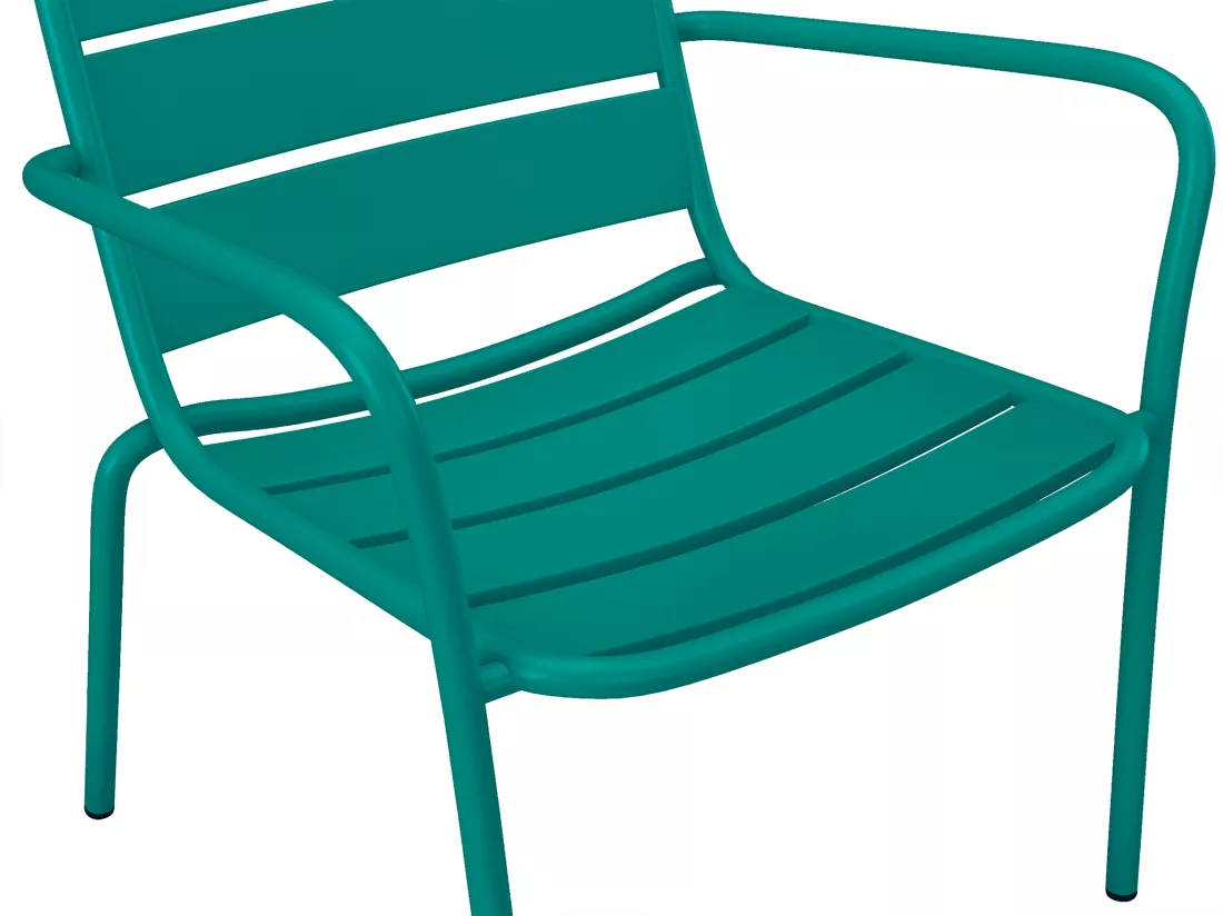 Fauteuil bas de jardin empilable en métal - Bleu canard - MIRMANDE de MYLIA