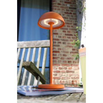 Lucide JOY Oplaadbare tafellamp Buiten Accu/Batterij Ø 12 cm LED dimb. 3000K IP54 Oranje
