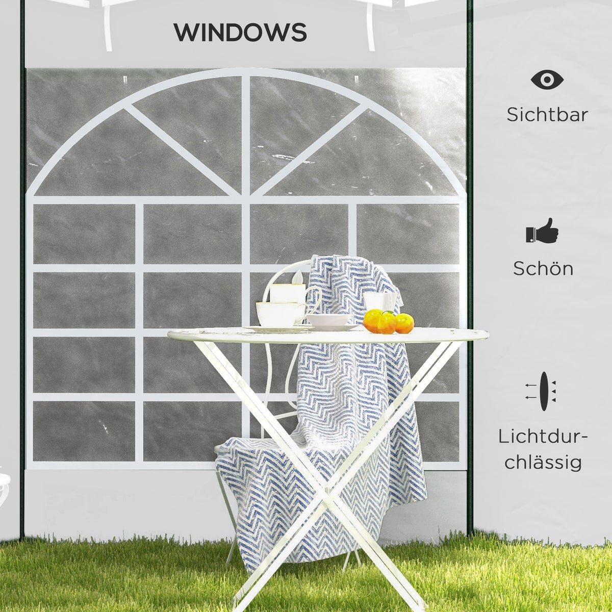 Outsunny 2 zijpanelen/zijwanden voor 3 x 3 / 3 x 6 m paviljoen, 295 cm x 195 cm, Oxford, wit