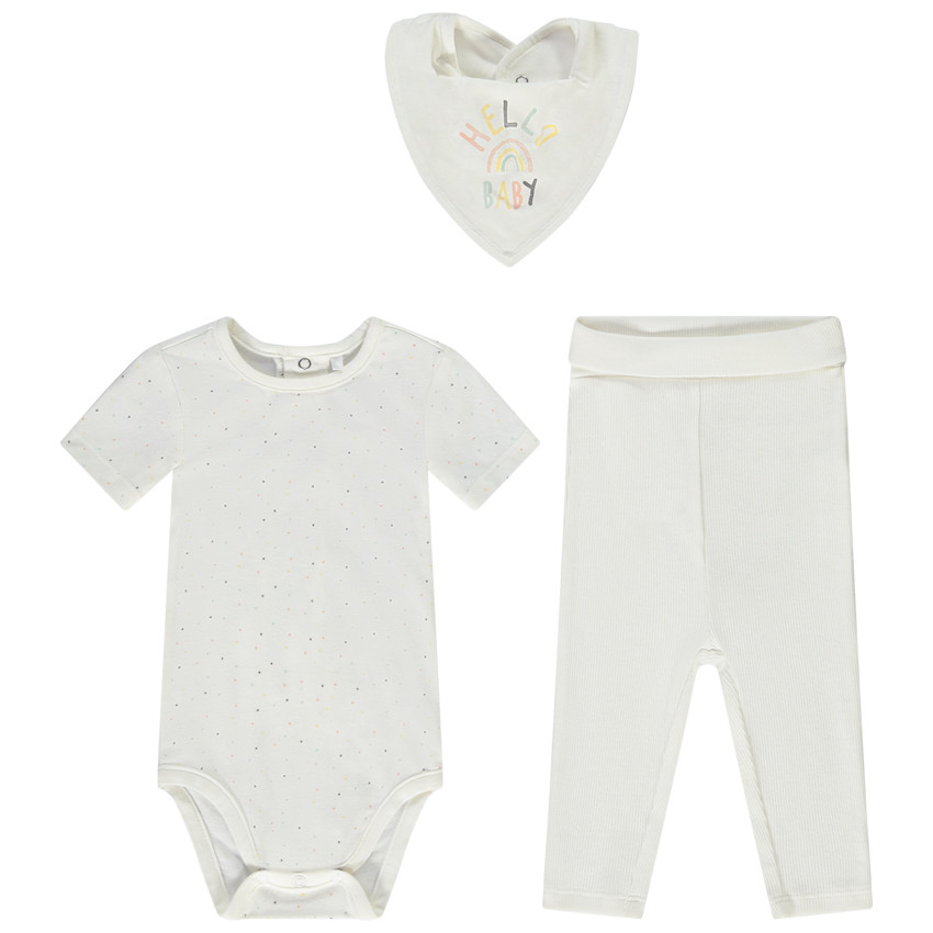 Ensemble 3 pièces body avec bavoir bandana pour bébé