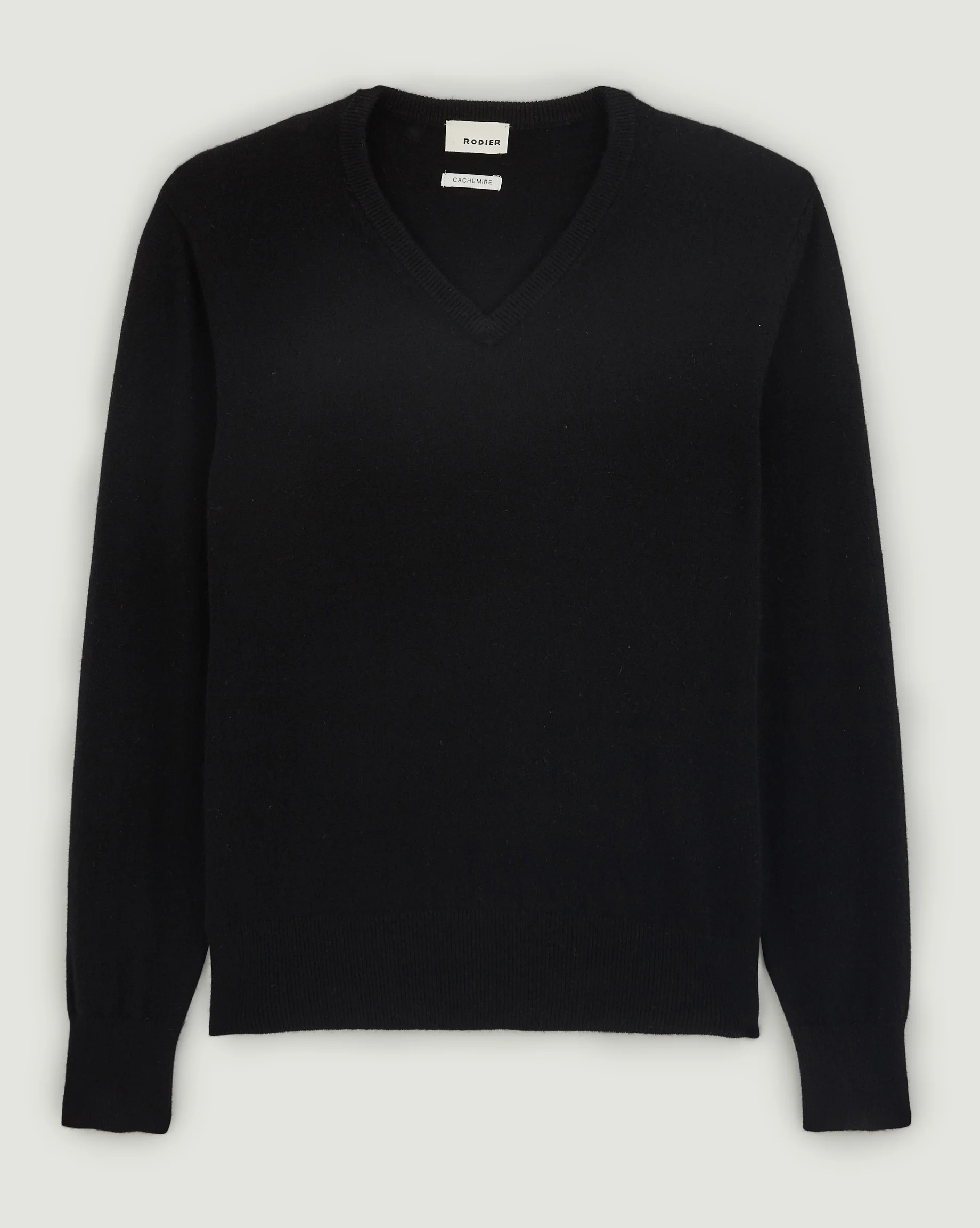 Pull homme col v en cachemire 2 fils | Noir